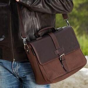 BMW MOTORRAD Heritage 2013 Brown Canvas Leather Motorcycle Messenger Bag